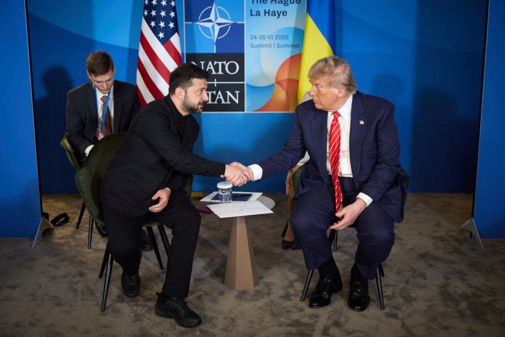 Trump shifts tone on Ukraine in rare meeting with Zelensky at NATO summit