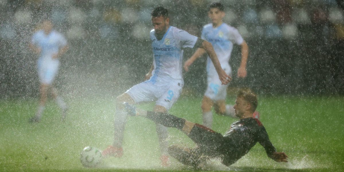 Europa Conference League match suspended after heavy rain creates unplayable conditions
