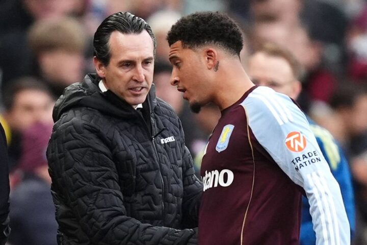 Jadon Sancho withdrawn after brief appearance as Aston Villa defeats Manchester City