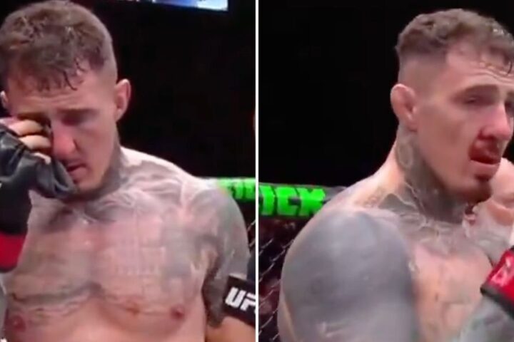 Tom Aspinall's heavyweight title defence ends in no contest after eye poke injury