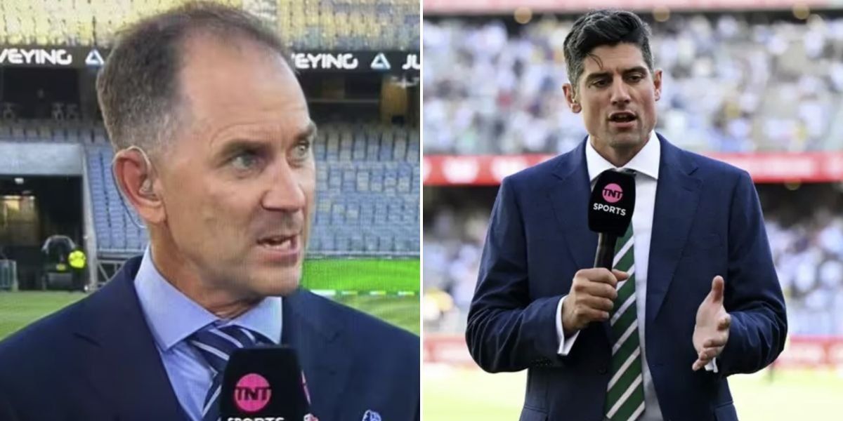 Alastair Cook's question about Ben Stokes prompts awkward moment with Justin Langer on live TV