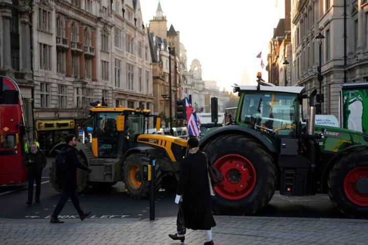 Farmers protest inheritance tax in Westminster, defying police ban on tractors