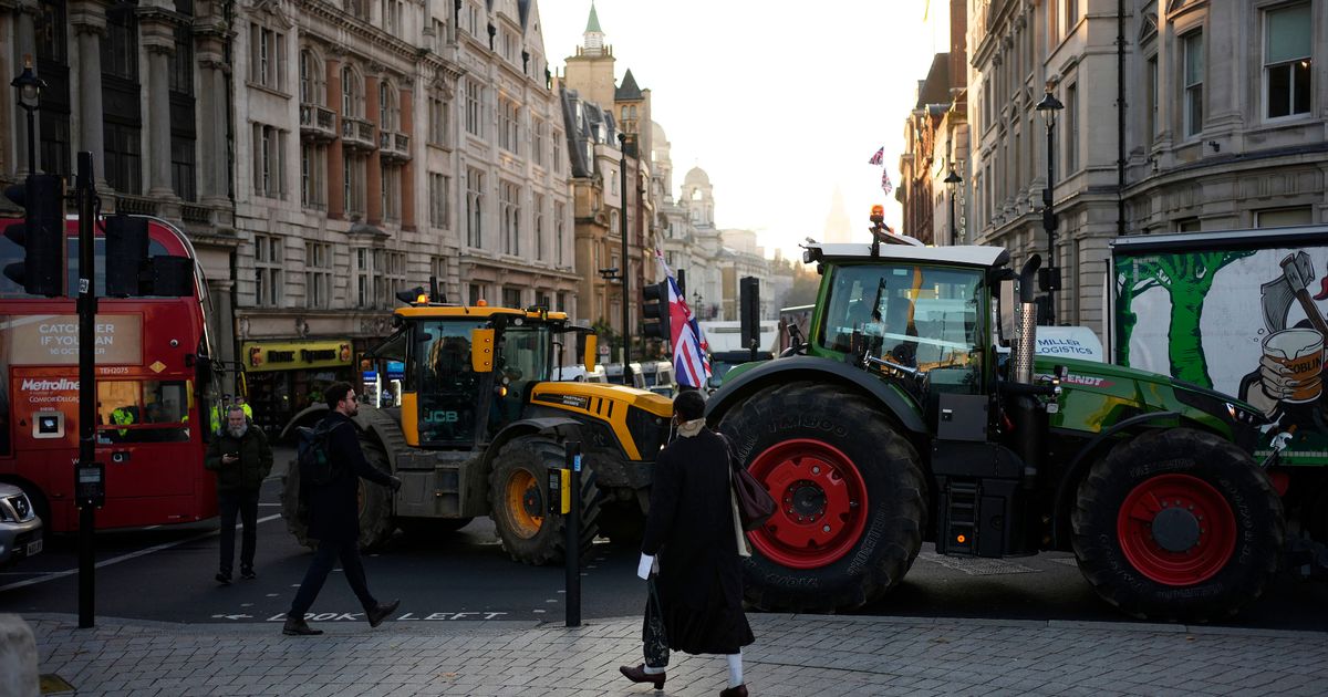 Farmers protest inheritance tax in Westminster, defying police ban on tractors
