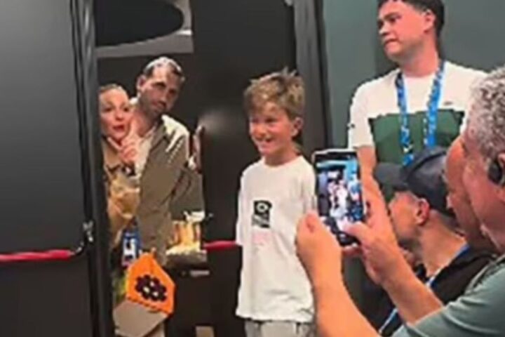 Jelena Djokovic briefly interrupts husband’s press conference following victory in Athens