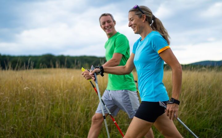 Nordic walking offers comprehensive health benefits and engages both upper and lower body