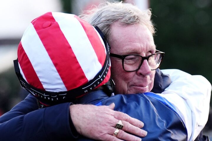 Harry Redknapp celebrates victory as The Jukebox Man wins King George VI Chase
