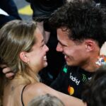 Lando Norris celebrates Formula One championship victory with girlfriend Magui Corceiro and family