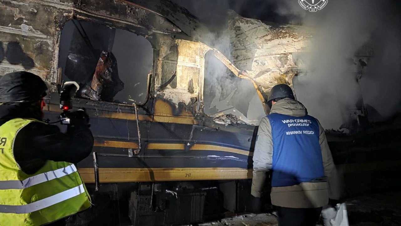 Russian drones strike civilian train in eastern Ukraine, killing at least four