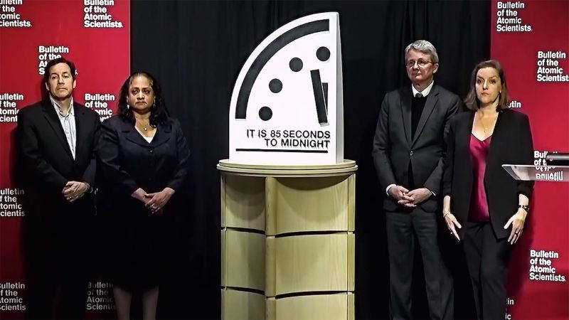 Doomsday Clock set to 85 seconds to midnight, marking unprecedented global risk