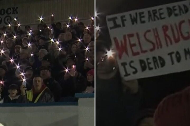 Ospreys fans protest against Welsh Rugby Union’s future plans ahead of Dragons match