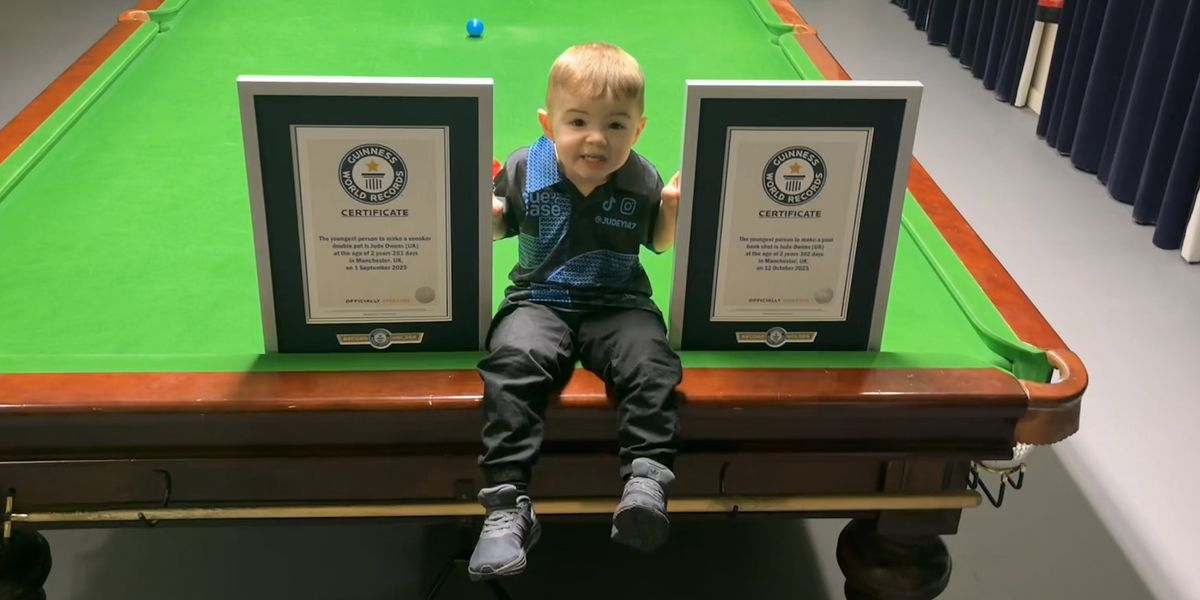 Two-year-old snooker prodigy sets Guinness World Records for trick shots