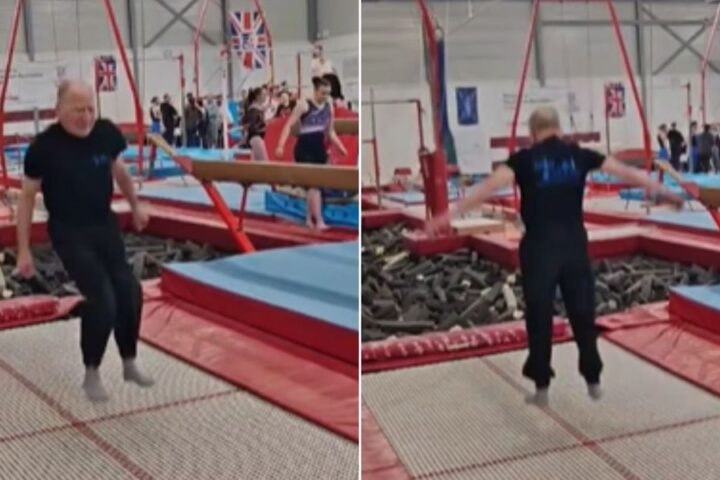 91-year-old former RAF instructor wins two gold medals at trampolining competition