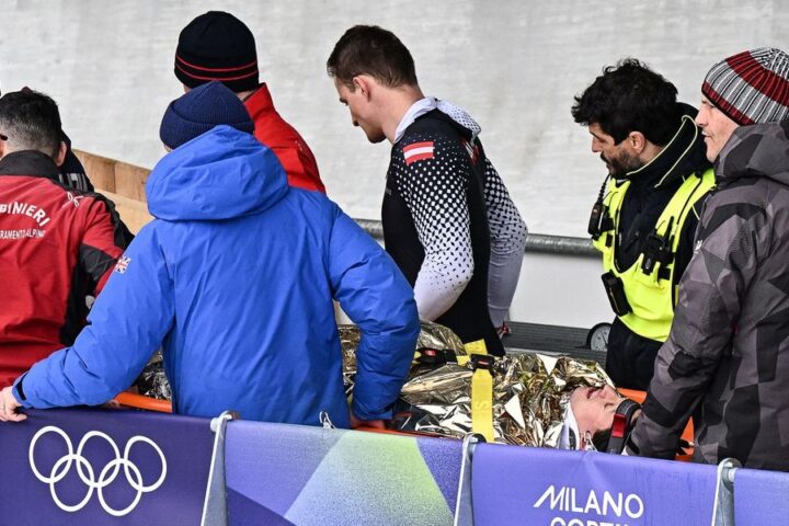 Austrian bobsleigh pilot hospitalised after serious crash during Winter Olympics final
