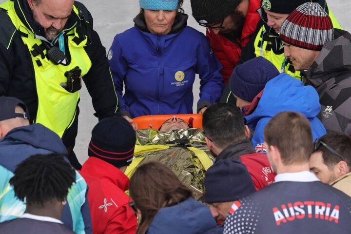 Austrian bobsleigh pilot hospitalized after crash during Winter Olympics final