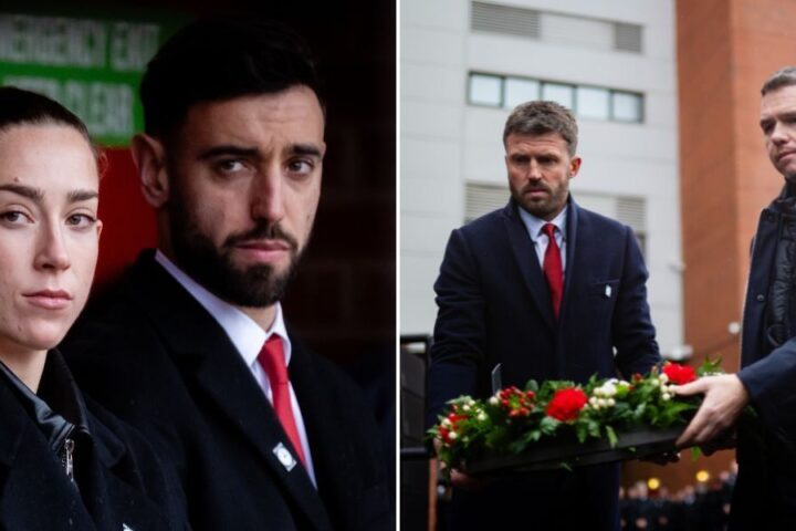 Carrick and Fernandes join Manchester United fans to commemorate Munich air disaster anniversary