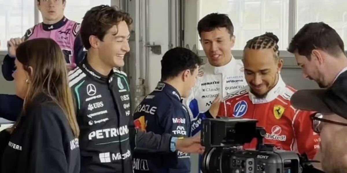 Lewis Hamilton dodges George Russell's playful question about Kim Kardashian relationship