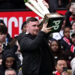 Luke Littler responds to Tottenham fans' taunts during Manchester United's win