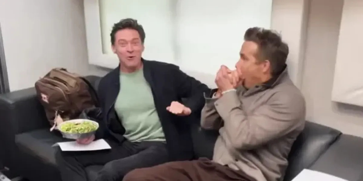 Ryan Reynolds and Hugh Jackman celebrate Wrexham's FA Cup draw against Chelsea