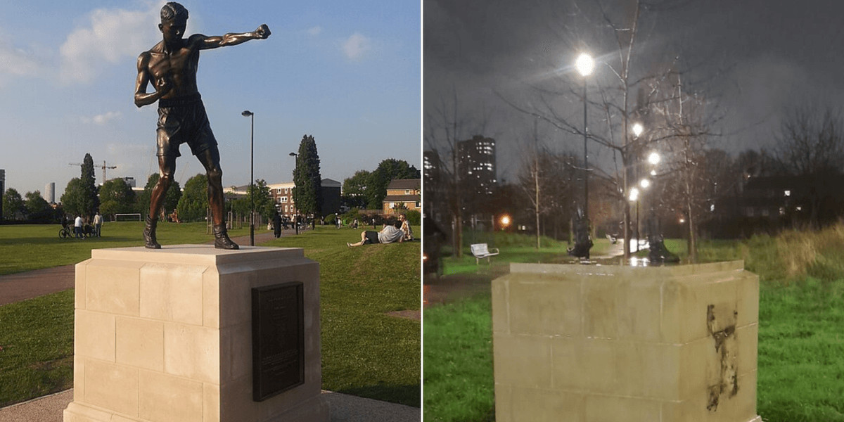 Statue of boxing legend Teddy Baldock stolen from Langdon Park in east London