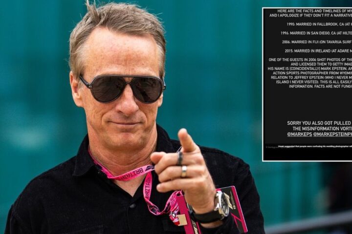 Tony Hawk refutes claims of marriage on Jeffrey Epstein's island, calls narrative 'nonsense'