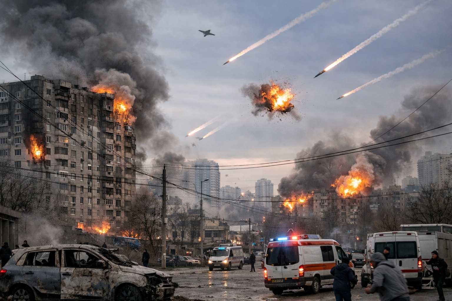 Russian military launches record drone and missile barrage across Ukrainian cities