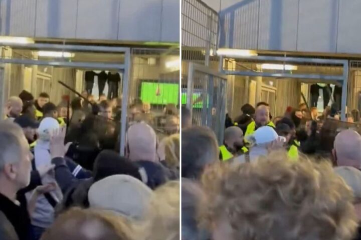 Aston Villa fans confront French police with batons ahead of Europa League match