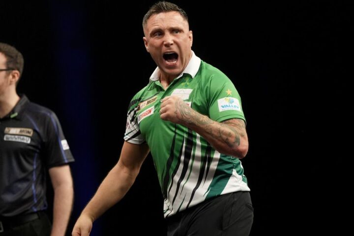 Gerwyn Price congratulates Luke Littler after his comeback victory in Premier League night seven