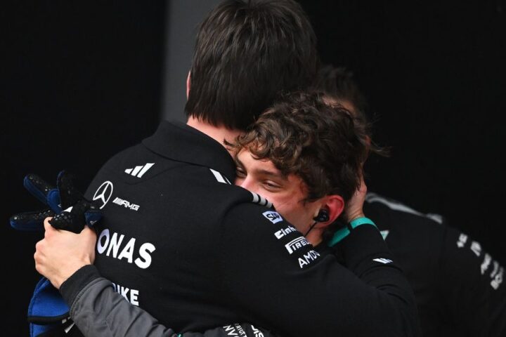 Kimi Antonelli celebrates first Grand Prix victory, becoming first Italian winner in 20 years