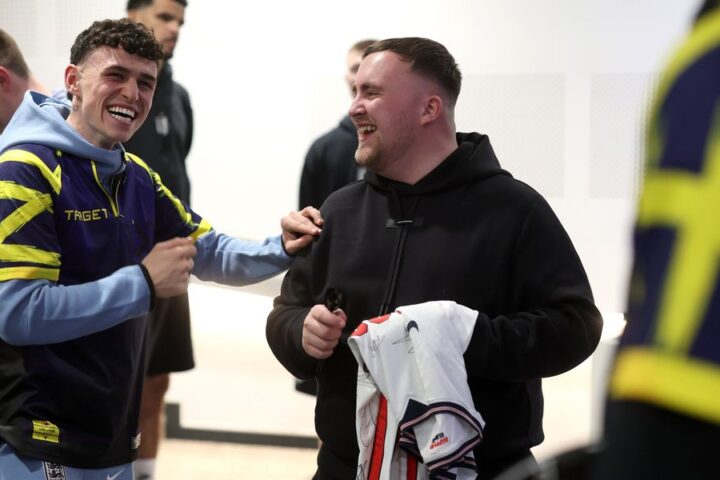 Luke Littler surprises England football squad with darts challenge ahead of World Cup