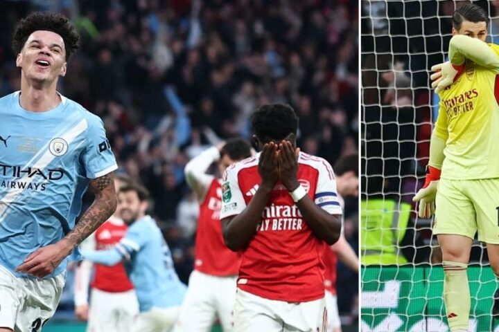 Manchester City secure Carabao Cup victory against Arsenal with Nico O'Reilly's double