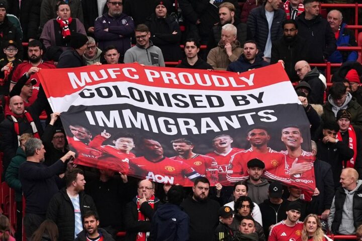 Manchester United fans display pro-immigration banner in response to Jim Ratcliffe's remarks