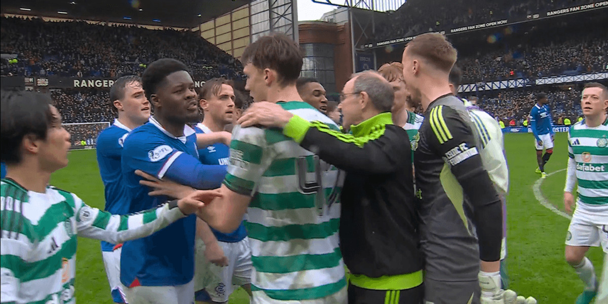 Martin O'Neill steps in as Celtic and Rangers players clash in heated derby finale