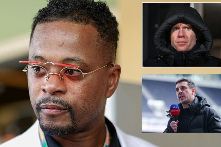 Patrice Evra criticizes Paul Scholes and Gary Neville over harsh comments on Michael Carrick