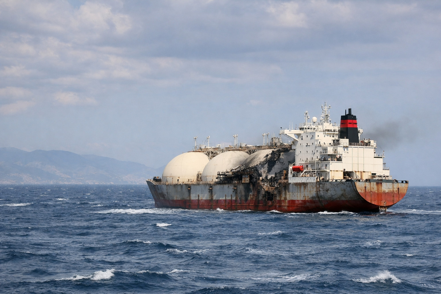 Damaged Russian LNG carrier drifts uncontrolled in Mediterranean posing explosion threat