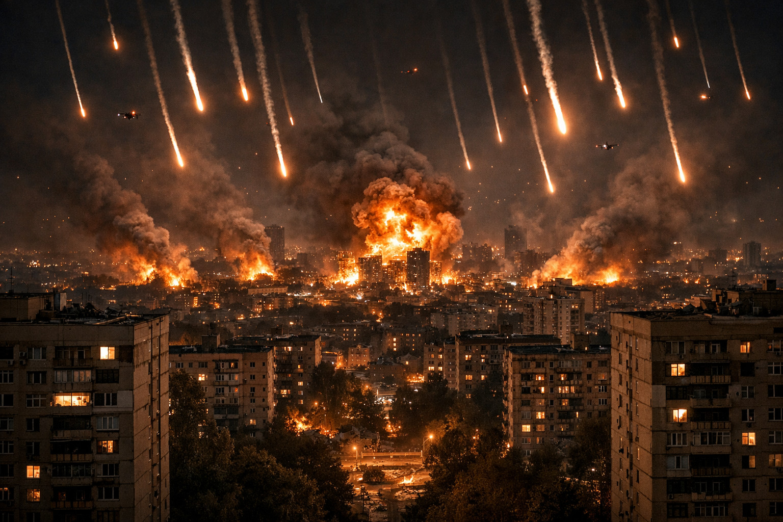 Massive overnight assault targets Ukrainian cities with over 700 missiles and drones