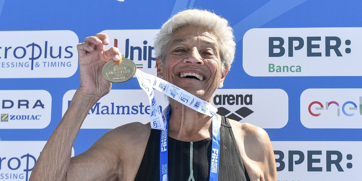 95-year-old swimmer sets five world records at Guernsey International Masters Open