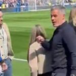 Jamie Carragher confronted by Everton fans during Merseyside derby broadcasts