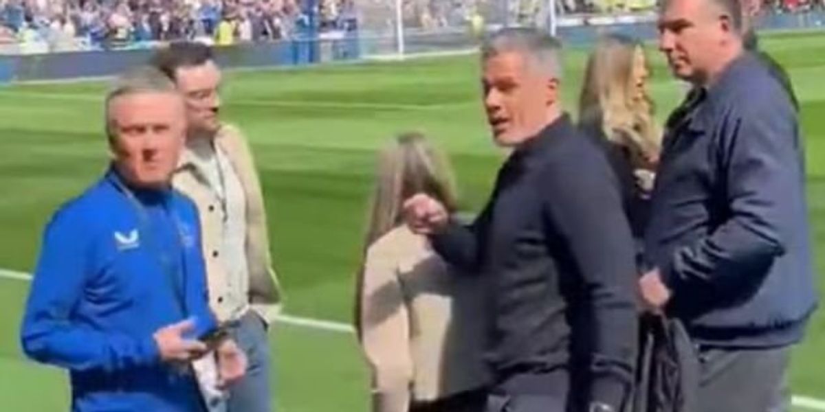 Jamie Carragher confronted by Everton fans during Merseyside derby broadcasts