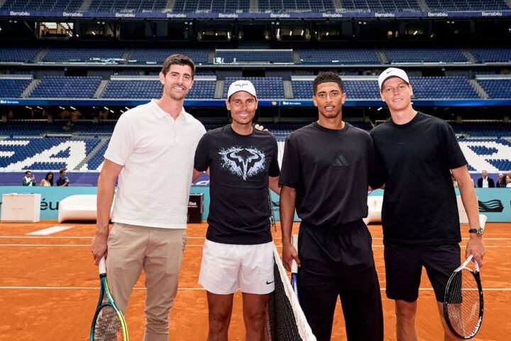 Jude Bellingham plays tennis with Nadal, Sinner and Courtois at the Madrid Open