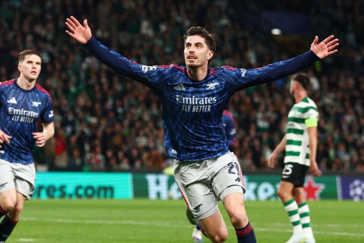 Kai Havertz scores late winner as Arsenal edges Sporting in Champions League first leg