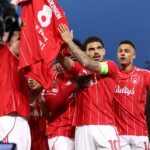 Morgan Gibbs-White pays tribute to absent teammate Elliot Anderson during Europa League match