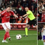 Nottingham Forest secure narrow win over Aston Villa in Europa League semi-final first leg