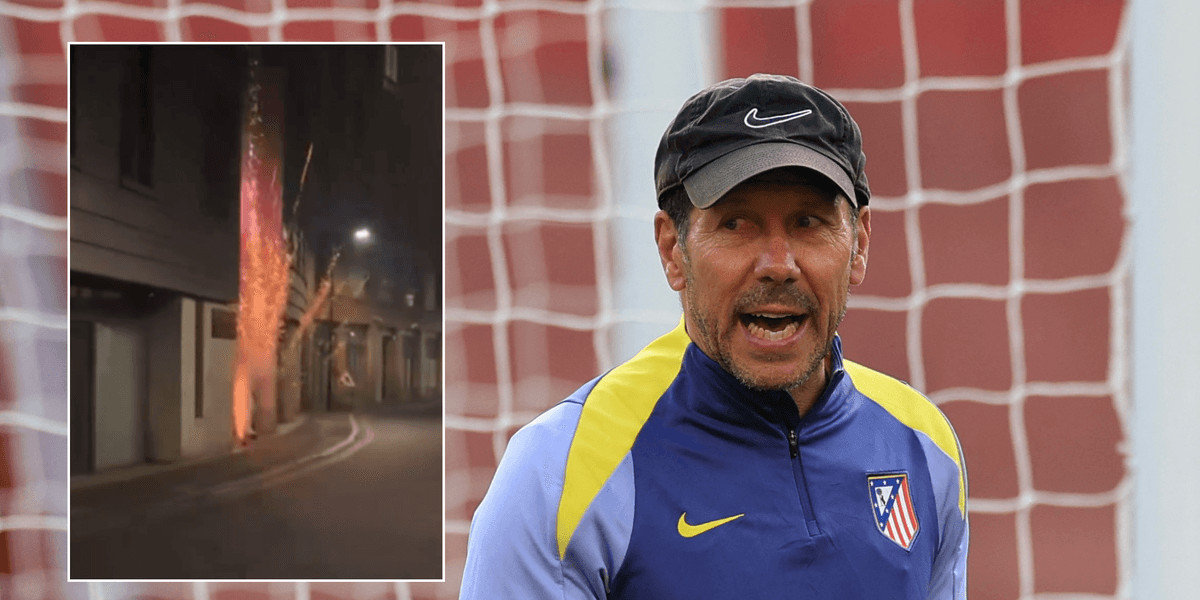 Arsenal fans set off fireworks outside Atletico Madrid's hotel ahead of semi-final clash