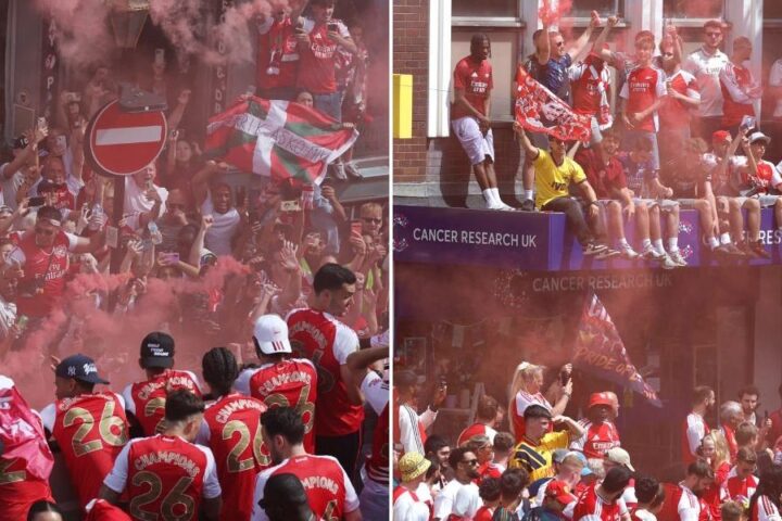 Arsenal title parade: hotel fire and nine arrests during north London celebrations