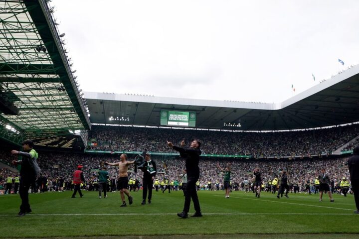 Celtic condemns pitch invasion following title win as Hearts players allegedly assaulted