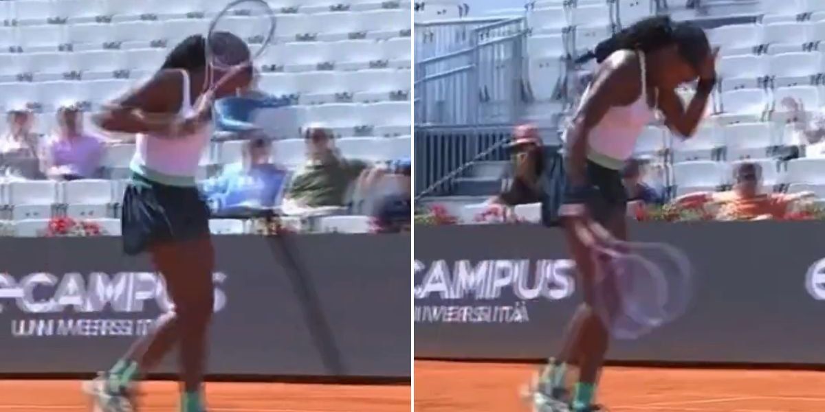 Coco Gauff shows signs of frustration during Italian Open match against Solana Sierra