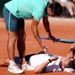 Czech player Jakub Mensik collapses after marathon match in extreme heat at French Open