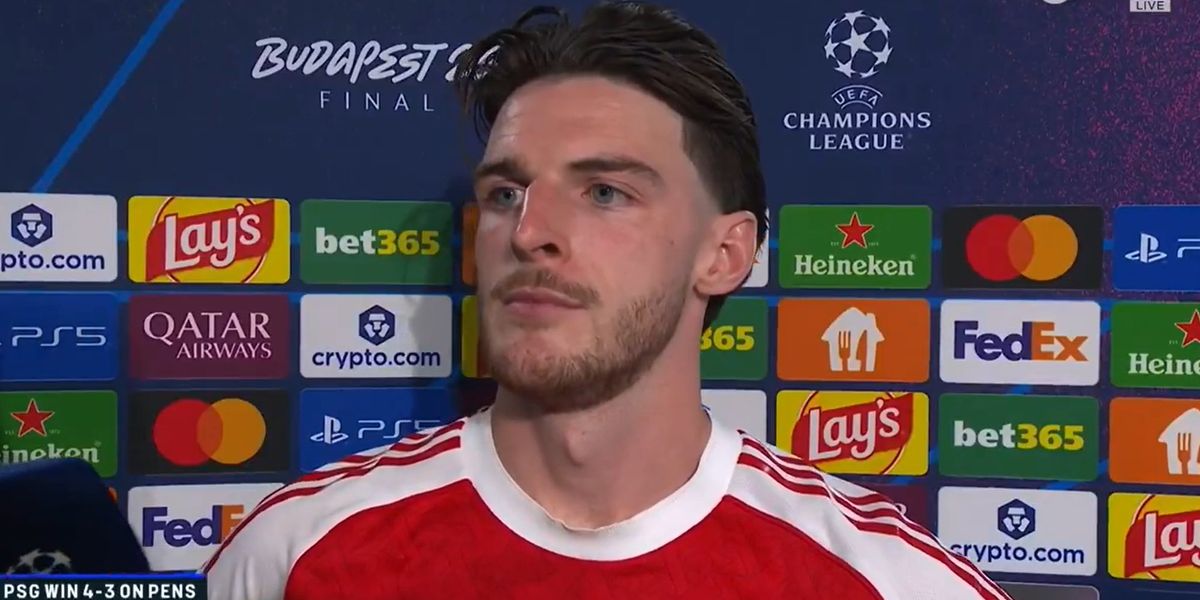 Declan Rice reflects on Arsenal's heartbreaking Champions League final loss to PSG
