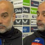 Guardiola reacts to contentious yellow card in Man City's dramatic draw with Everton