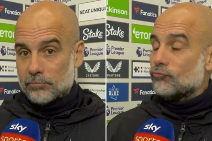 Guardiola reacts to contentious yellow card in Man City's dramatic draw with Everton